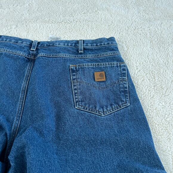 Mens Carhartt Jeans Relaxed Straight Leg Blue Denim Size 44x20 B17D8T Workwear - Picture 4 of 7